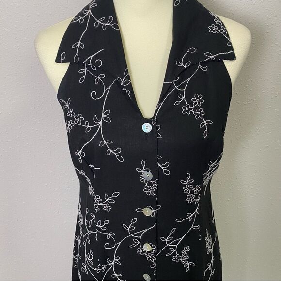 Vintage Coldwater Creek Linen/Cotton Blend Button Front Midi Dress Women Size P6 - Picture 10 of 15